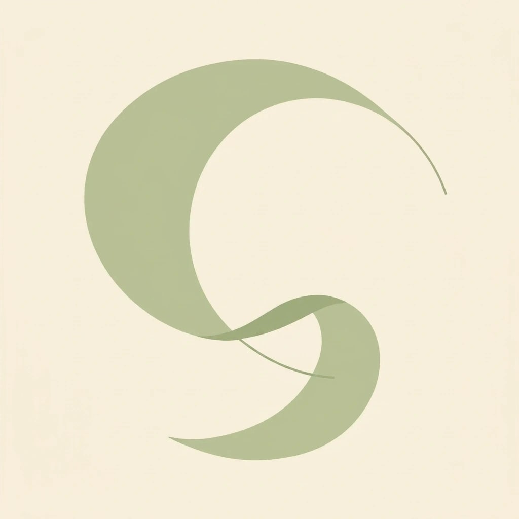 A stylized crescent moon graphic on a white background.