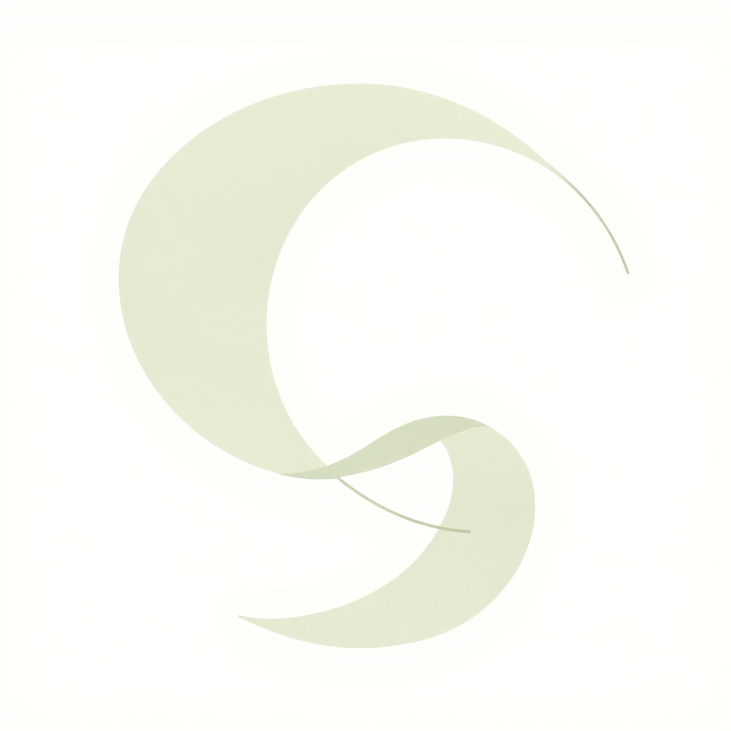 A stylized crescent moon graphic on a white background.